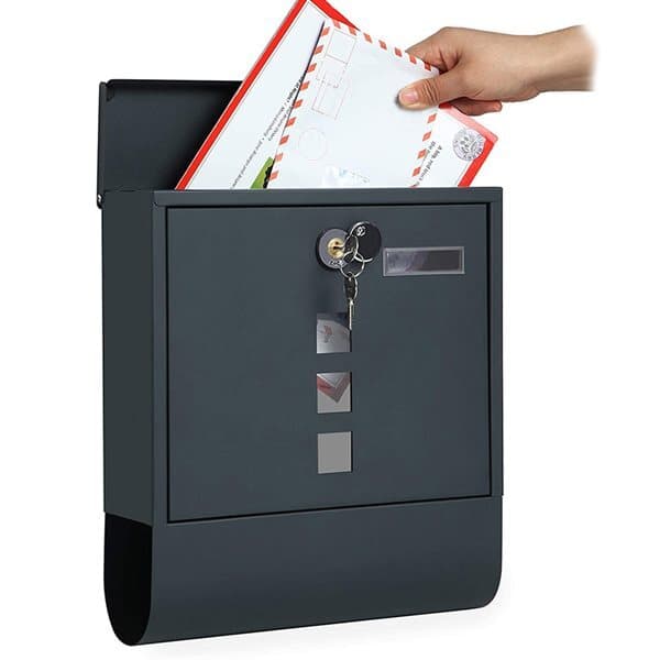 Veggmontert postkasse med lås og magasinrom - Grå - Elkjøp