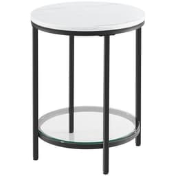 Rundt nattbord - marmorutseende/Svart