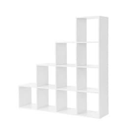 Stilig Bokhylle med 10 Rom - Asymmetrisk Design, Robust Konstruksjon, Hvit