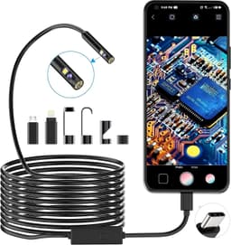 NÖRDIC Endoskopkamera Dual-lens til mobiltelefon med lys, 1080P HD, 8 LED-lys, vandtæt IP67, ingen WiFi nødvendig, Android og iOS