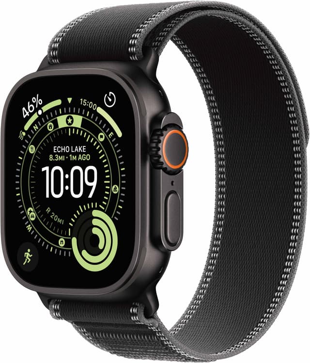 Apple Watch Ultra 3 49mm (musta tit./musta/hiili Trail ranneke) M/L