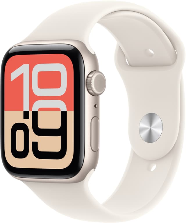 Apple Watch SE 3 GPS + Cell 44 mm tähtivalkea alumiini, tähtivalkea urheiluranneke - M/L