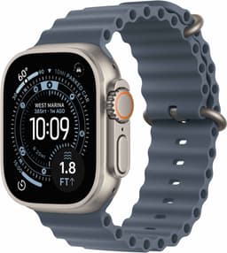 Apple Watch Ultra 3 49mm (Naturaligt Titanium/Stålblå Ocean Band)