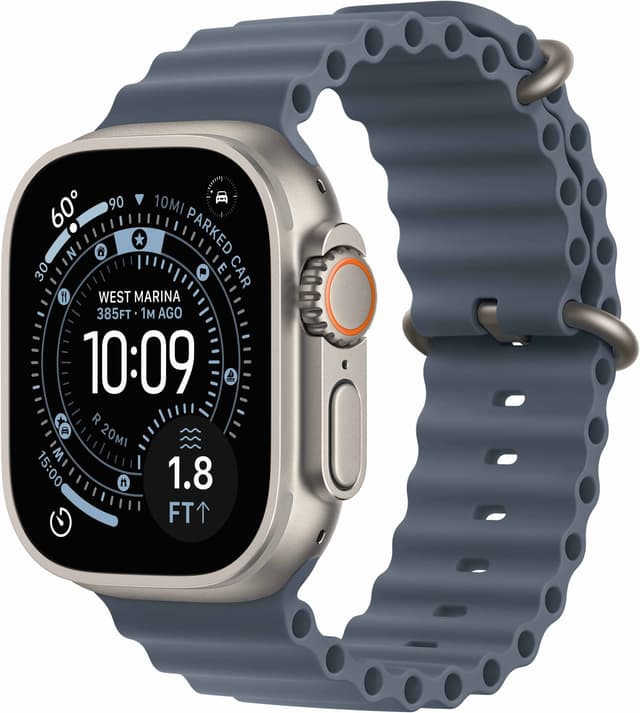 Apple Watch Ultra 3 49mm (Naturaligt Titanium/Stålblå Ocean Band)