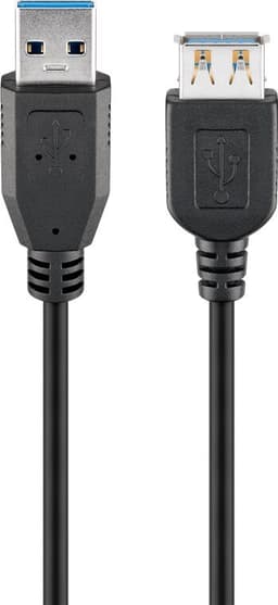 USB-A-förlängningskabel, 3 m, svart