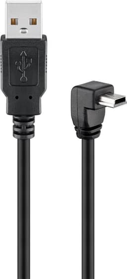 USB-A till Mini-B kabel 90°, 1,8 m, svart