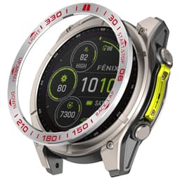 Premium Garmin Tactix 8 51mm AMOLED Bezel - Sølv & Rød Accent