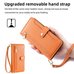 Redmi Note lommebokdeksel til telefon - oransje med lang skulderreim og håndleddsstropp Model 5