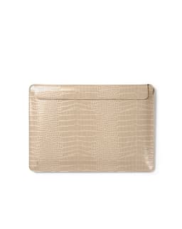 Slim Laptop Sleeve 16"" Warm Beige Croco