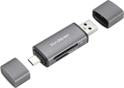 Sandstrøm 2-i-1 USB-C/USB-A SD-kortlæser