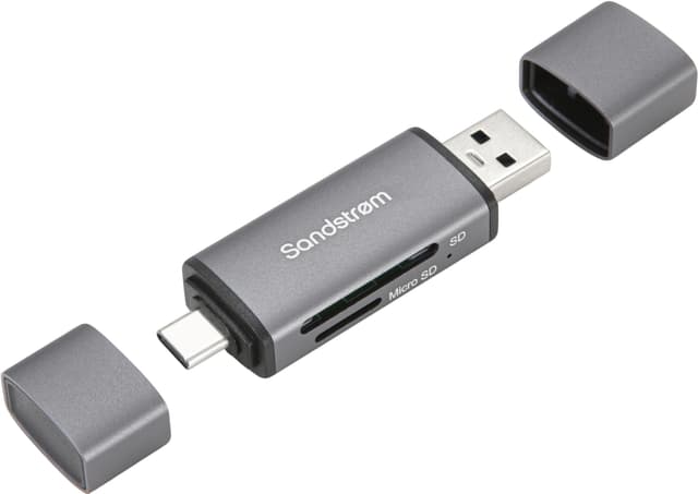Sandstrøm 2-in-1 USB-C/USB-A SD-kortläsare