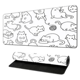 Vanntett gummimusematte for internettkafeer, hjem, kontorer M Svart og hvit katt