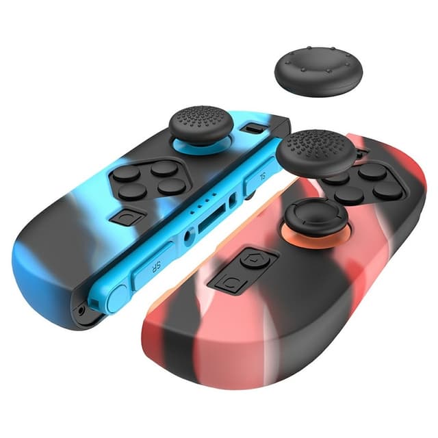 1 par Kompatibla med Nintendo Switch 2 Fodral Skal med 4 Caps Svartblå Svartröd