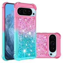 SKALO Google Pixel 10 Pro Kviksand Glitter Cover - Pink-Turkis