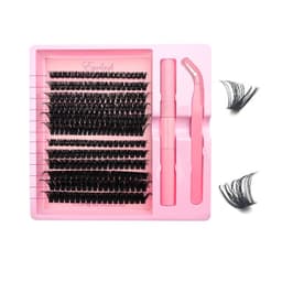DIY Segmenterade Ögonfransar Set - 12 Rader 80D+100D, Dubbelsidigt Lim