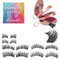 5 Magnetiske 3-lags øyevippesett med applikator - Rosa