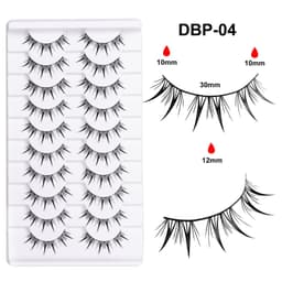 10 Par Manga Tynne Falske Øyevipper - Naturlig, Lett og Komfortabel