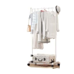 Flytbar Fritstående Enkelt Stang Tøjstativ - Ideel til Hjemmet Hvid