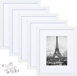 5x7 Tommers Hvit PVC Fotoramme Sett med Passepartout (5-Pakning) - Vis Familie-, Bryllups- og Kunstbilder