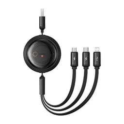 Hurtigladekabel 3-i-1 Baseus Free2Draw, USB til mikro-USB+USB-C+Lightning, 3,5A, 1,1m (svart)