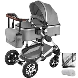 tectake Kombi-barnvagn Mats, 5-punktsbälte & hopfällbar  100 x 63 x 120 cm Grå