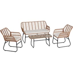 tectake Loungeset Molfetta XL i konstrotting för 4 personer 68 x 119 x 79 cm Natur