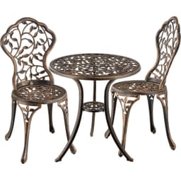tectake Caféset Lyon för 2 personer i väderbeständig aluminium 61 x 61 x 65 cm Svart/Grå