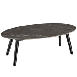 tectake Ovalt sofabord Acerra, marmorlook 100x50x34,5 cm 100 x 50 x 34.5 cm Sort