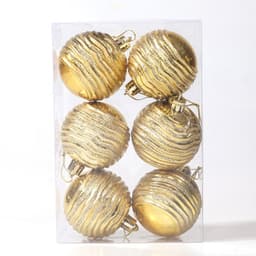 Julekule Zebra Ball 6cm - Sett med 6, Festlige Trepynt Gull