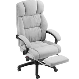 tectake Kontorstol Jillien med fodstøtte og velourbetræk grå