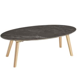 tectake Ovalt sofabord Acerra, marmorlook 100x50x34,5 cm 100 x 50 x 34.5 cm Natur