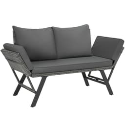Havesofa polyrattan Sintra, justerbare armlæn, 2 i 1
