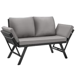 Havesofa polyrattan Sintra, justerbare armlæn, 2 i 1