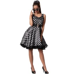 tectake Maskeraddräkt rockabilly lady klänning 50-tal dam XXL, brun/vit