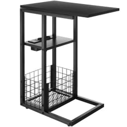 tectake Computerbord Rhea, C-form, med ladestation 73 x 30 x 62.5 cm Sort