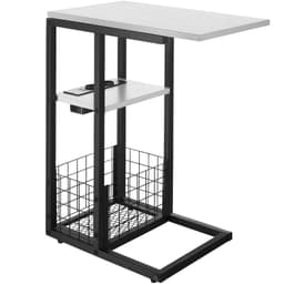 tectake Computerbord Rhea, C-form, med ladestation 73 x 30 x 62.5 cm Hvid