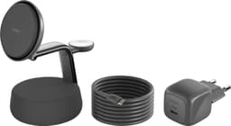 Belkin 3-i-1 Qi2 25W trådløs oplader (koksgrå)