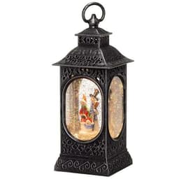 LED-koristelamppu - lyhty, jossa on joulupukki ja lumiukko, 28 cm
