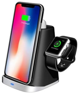 3-in-1 Qi-latausteline Airpodsille, älypuhelimelle ja älykellolle