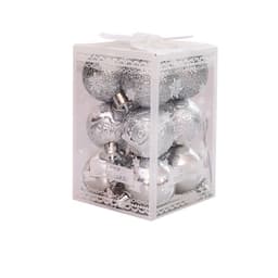 Julekuler - Knusesikre julekuler (12 stk) for juledekorasjoner Sølv