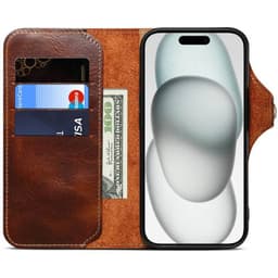 Denior mobildeksel lær iPhone 17 - Brun