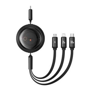 Hurtigopladningskabel 3i1 Baseus Free2Draw USB-C til USB-C/Lightning/Micro 100W, 1,1m (sort)