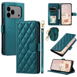 SKALO iPhone 17 Pro Max Quiltat Axelrem Plånboksfodral - Grön