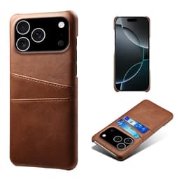 SKALO iPhone 17 Pro PU-Läder Korthållare Skal - Brun