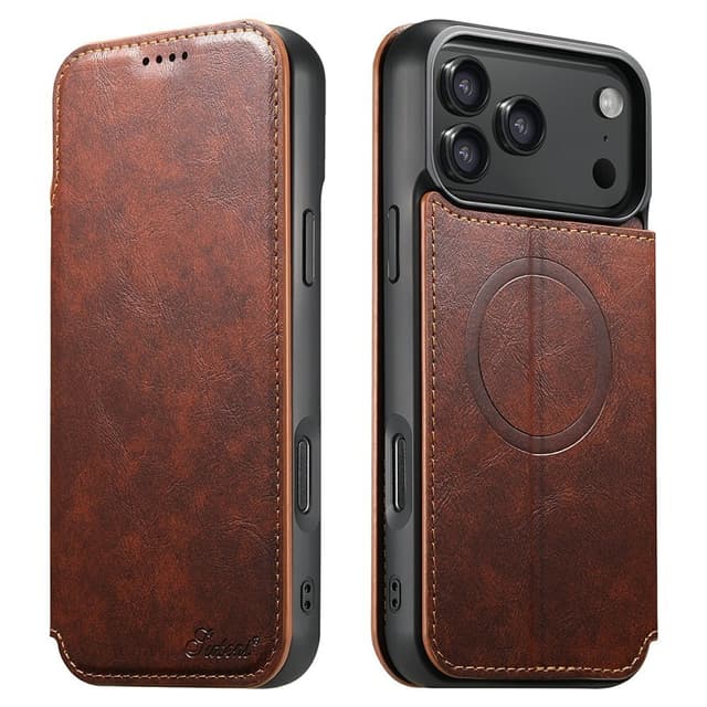 SKALO iPhone 17 Pro SUTENI J05 PU-Läder Plånboksfodral - Khaki