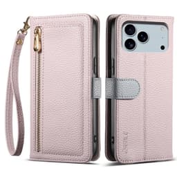 SKALO iPhone 17 Pro Max ESEBLE E11 Litchi Mirror Plånboksfodral - Rosa