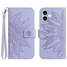 SKALO iPhone 17 Embossed Flower Plånboksfodral - Lila