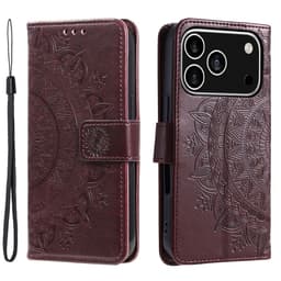SKALO iPhone 17 Pro Mandala Plånboksfodral - Brun