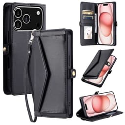 SKALO iPhone 17 Pro PU-Läder Envelope Plånboksfodral - Svart