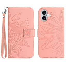 SKALO iPhone 17 Embossed Flower Plånboksfodral - Rosa